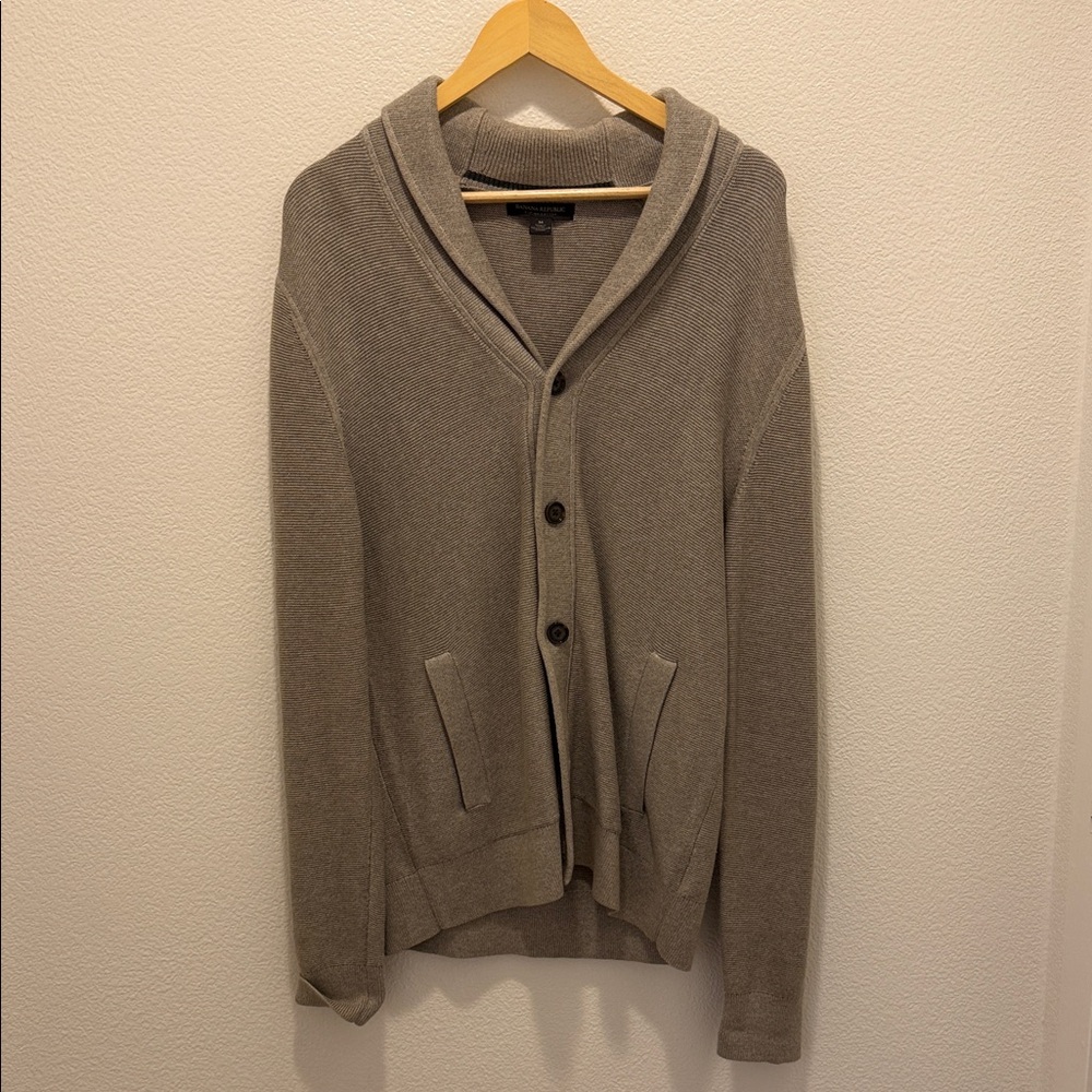 Men's Gray Shawl Collar Sweater